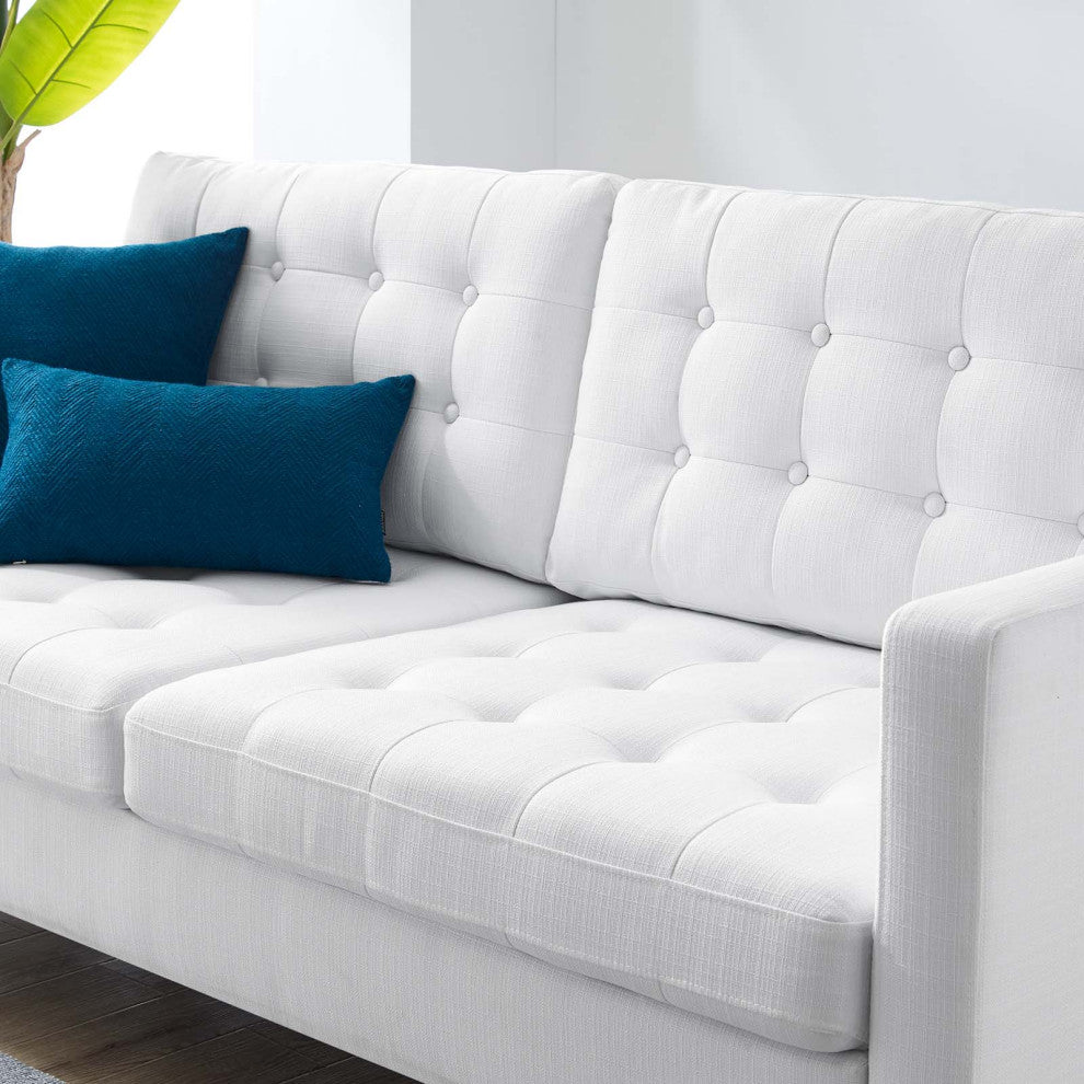 Exalt Tufted Fabric Sofa - White EEI-4445-WHI