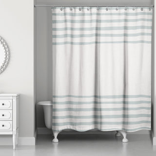 Soft Blue Linen Stripes 71x74 Shower Curtain