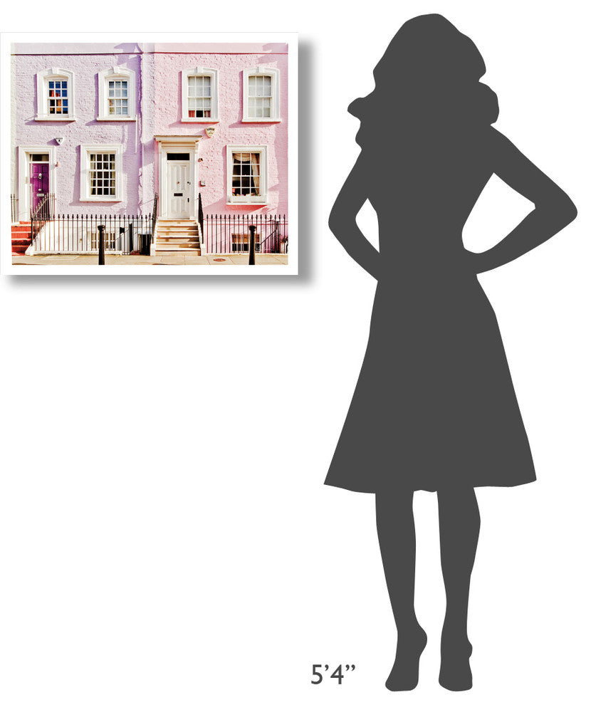 "London Pink Purple Houses" Digital Paper Print by Keri Bevan, 30"x24"
