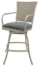 Outdoor/Indoor Swivel Bar Stool, Erin on Beige Frame, Set of 3, Dark Gray Linen, 26"