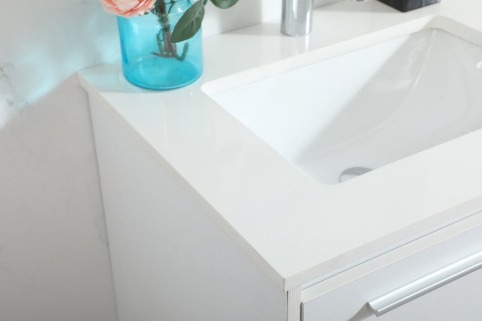 Rabi Single Bathroom Vanity, White, 24"