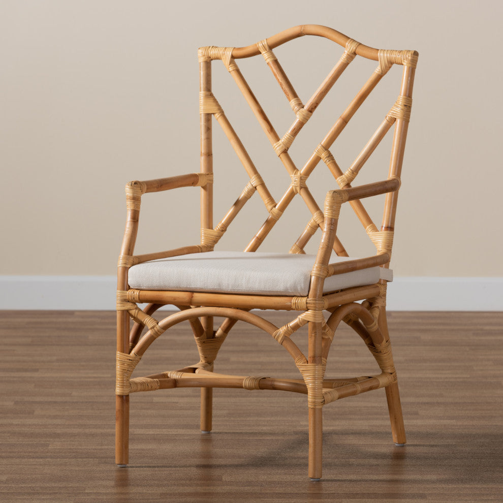 Baxton Studio Delta Modern and Contemporary Natural Finished Rattan Armchair