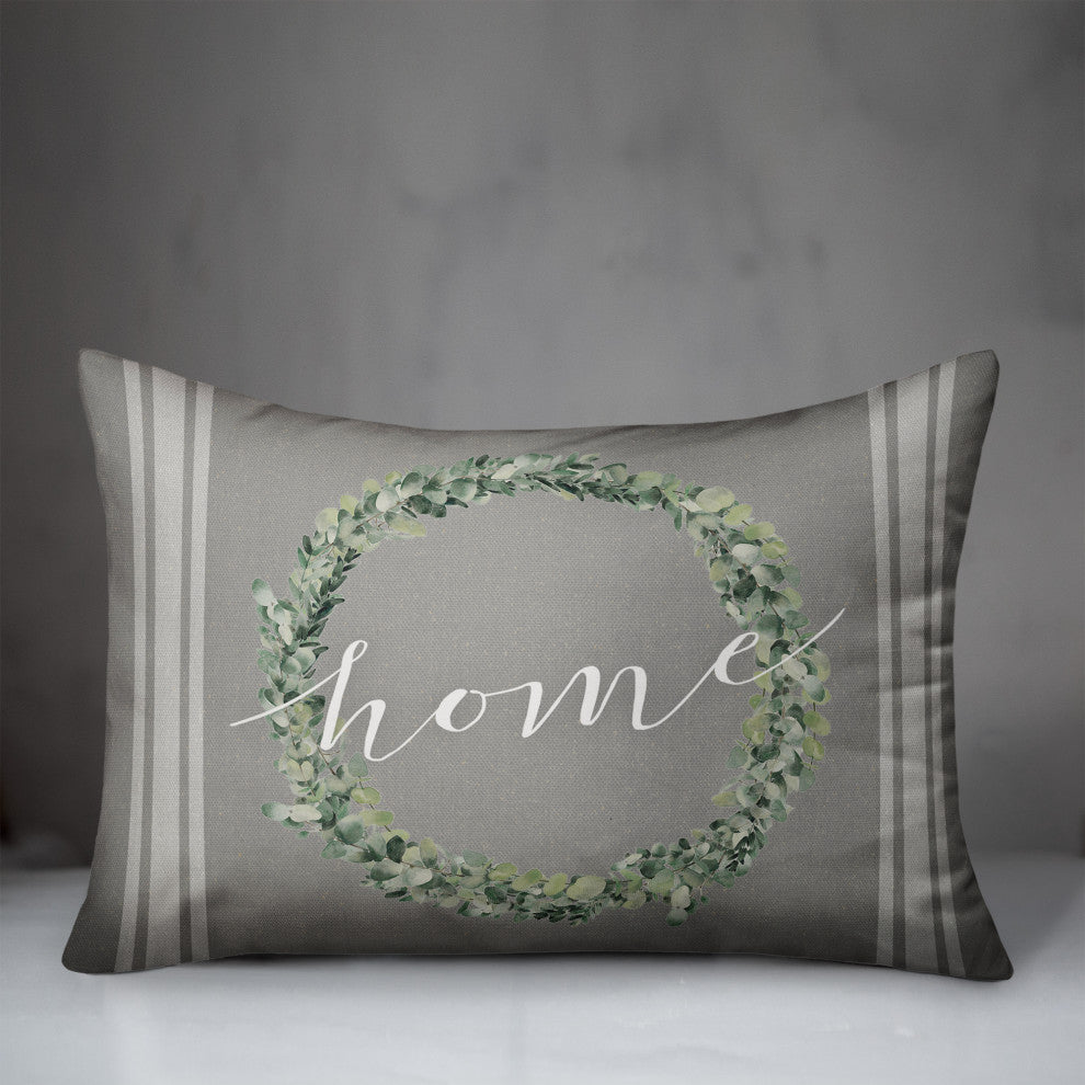 Home Wreath 14x20 Spun Poly Pillow