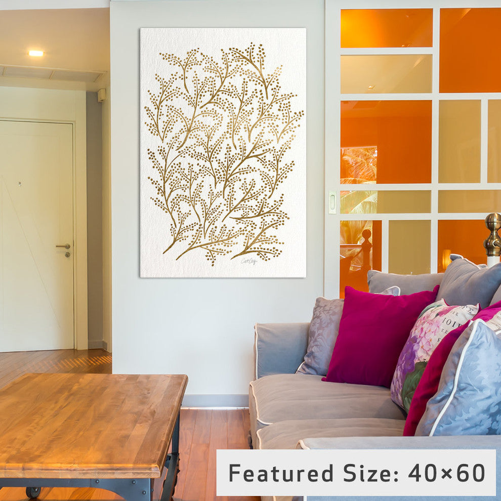 "Gold Branches Artprint" by Cat Coquillette, 18x12x1.5