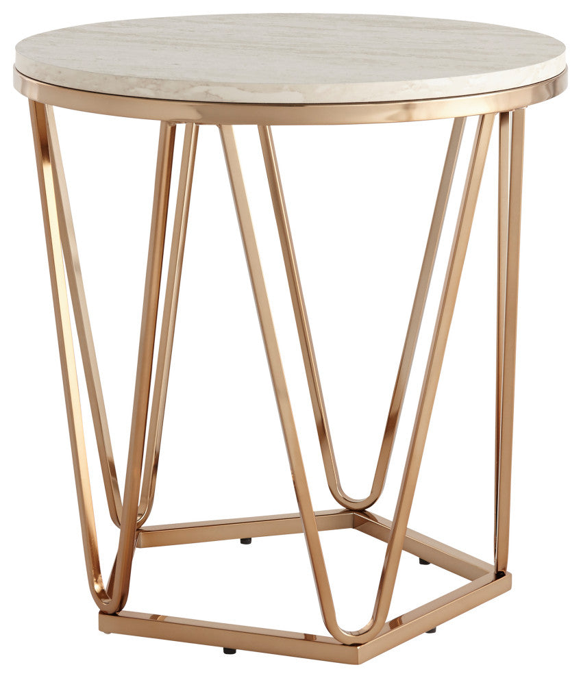 Dorking Faux Stone Round End Table