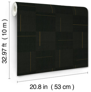 Geo Block Weave Wallpaper, Black