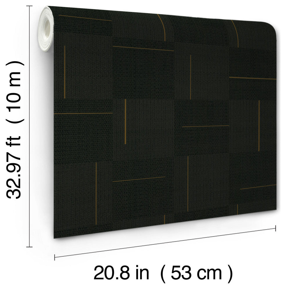 Geo Block Weave Wallpaper, Black