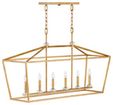 Hinkley Stinson Linear Chandelier, Distressed Brass, 6 Light