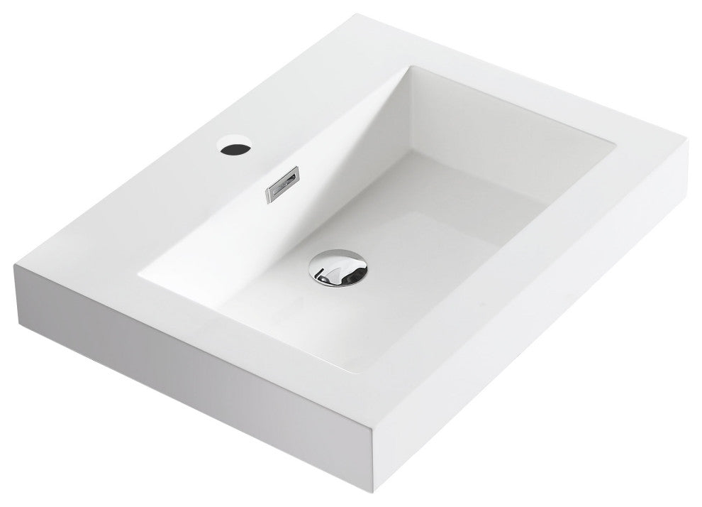 Dowell 18" FTB Resin Bathroom Vanity Basin, White, 24wx18dx6h