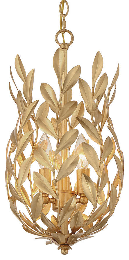 Crystorama Lighting Group 563 Broche 3 Light 10"W Taper Candle - Antique Gold