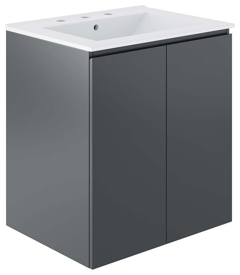 Bryn 24" Wall-Mount Bathroom Vanity, Gray White