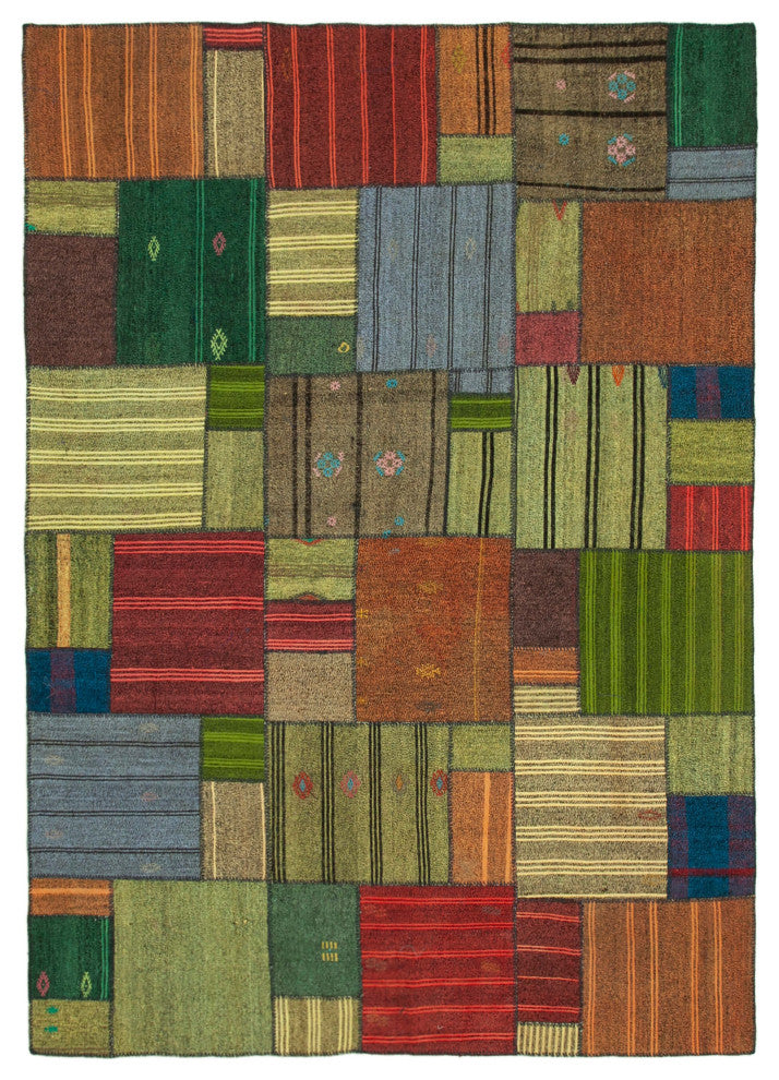 Rug N Carpet - Handmade Turkish 8' 2'' x 11' 7'' Rustic Patchwork Kilim Rug