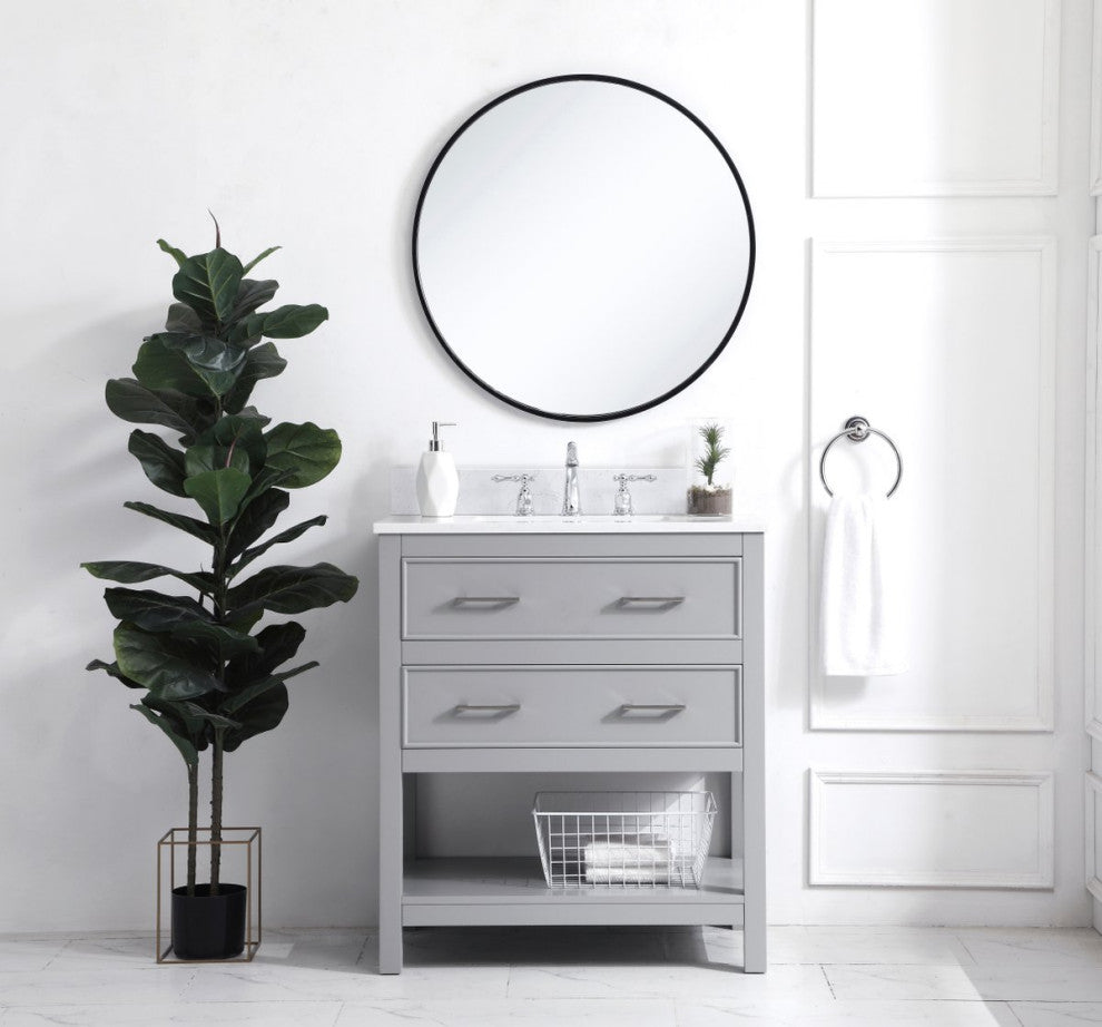 Skylar 30" Single Bathroom Vanity, Gray With Backsplash