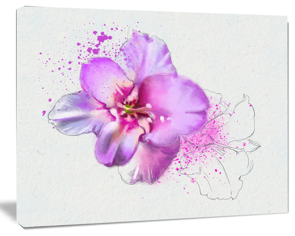 Blooming Pink Fowler Watercolor, Floral Canvas Art print, 20"x12"