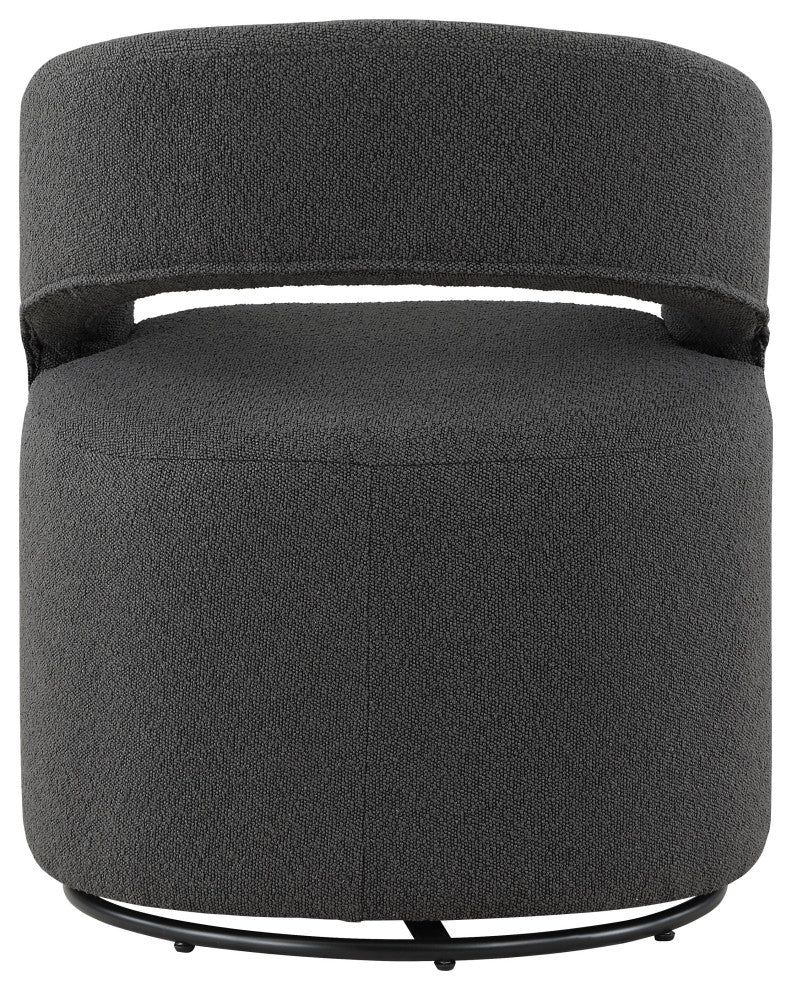Mindy Boho Boucle Upholstered Swivel Accent Barrel Chair, Gray