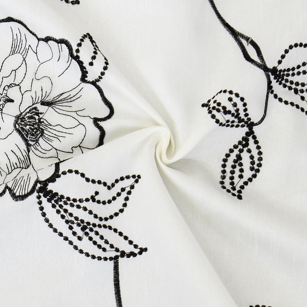 Magnolia Embroidery Curtains, 54x96" with Rod Pocket Tab Top