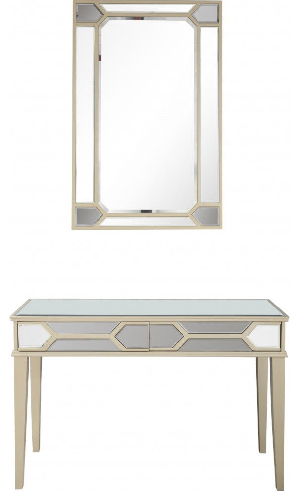 Antiqued Silver Mirror and Console Table