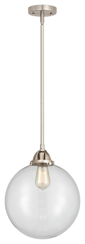 Beacon Mini Pendant, Brushed Satin Nickel, Clear, Clear