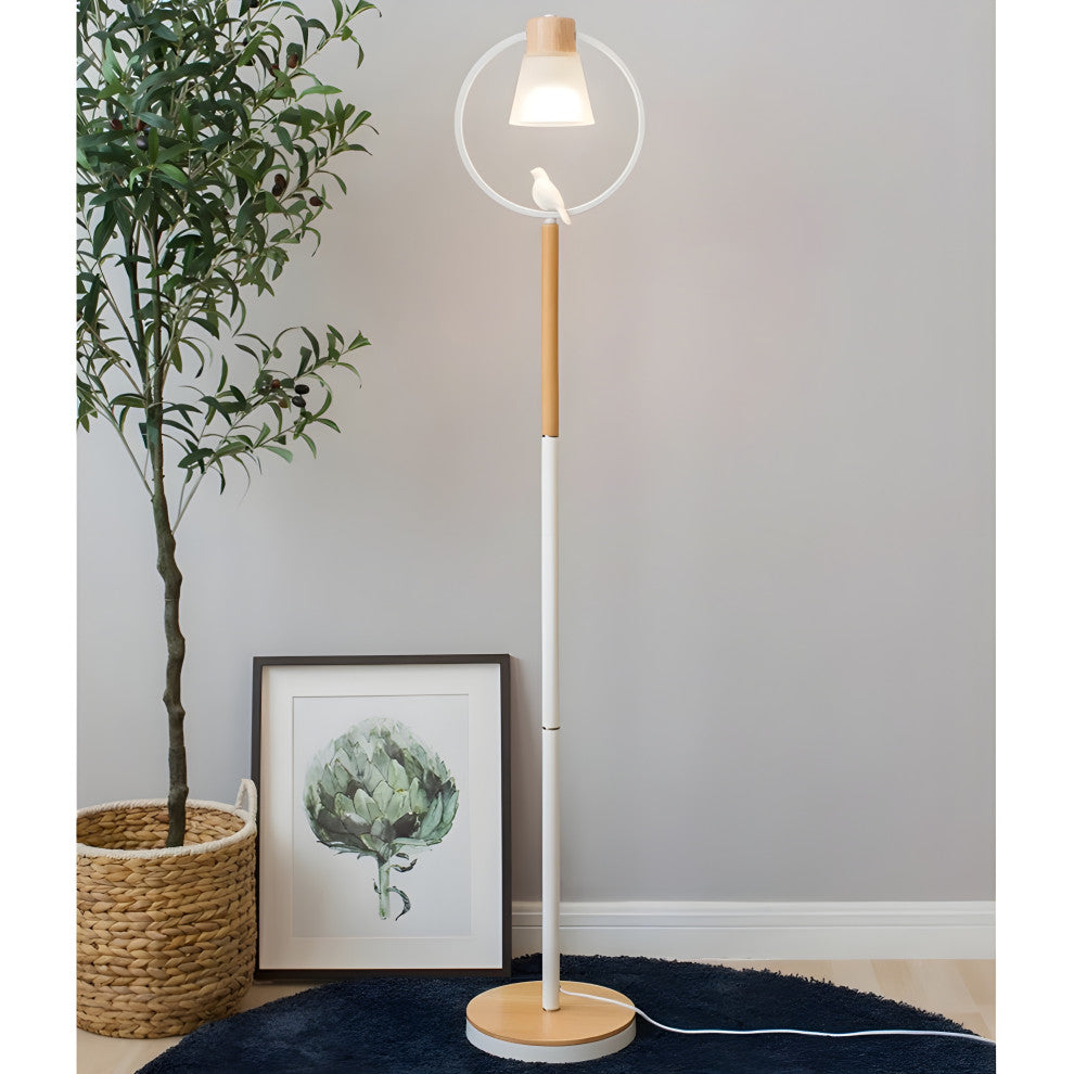 Corseaux | Creative Bell-Shaped LED Wooden Floor Lamp, Black, Bird