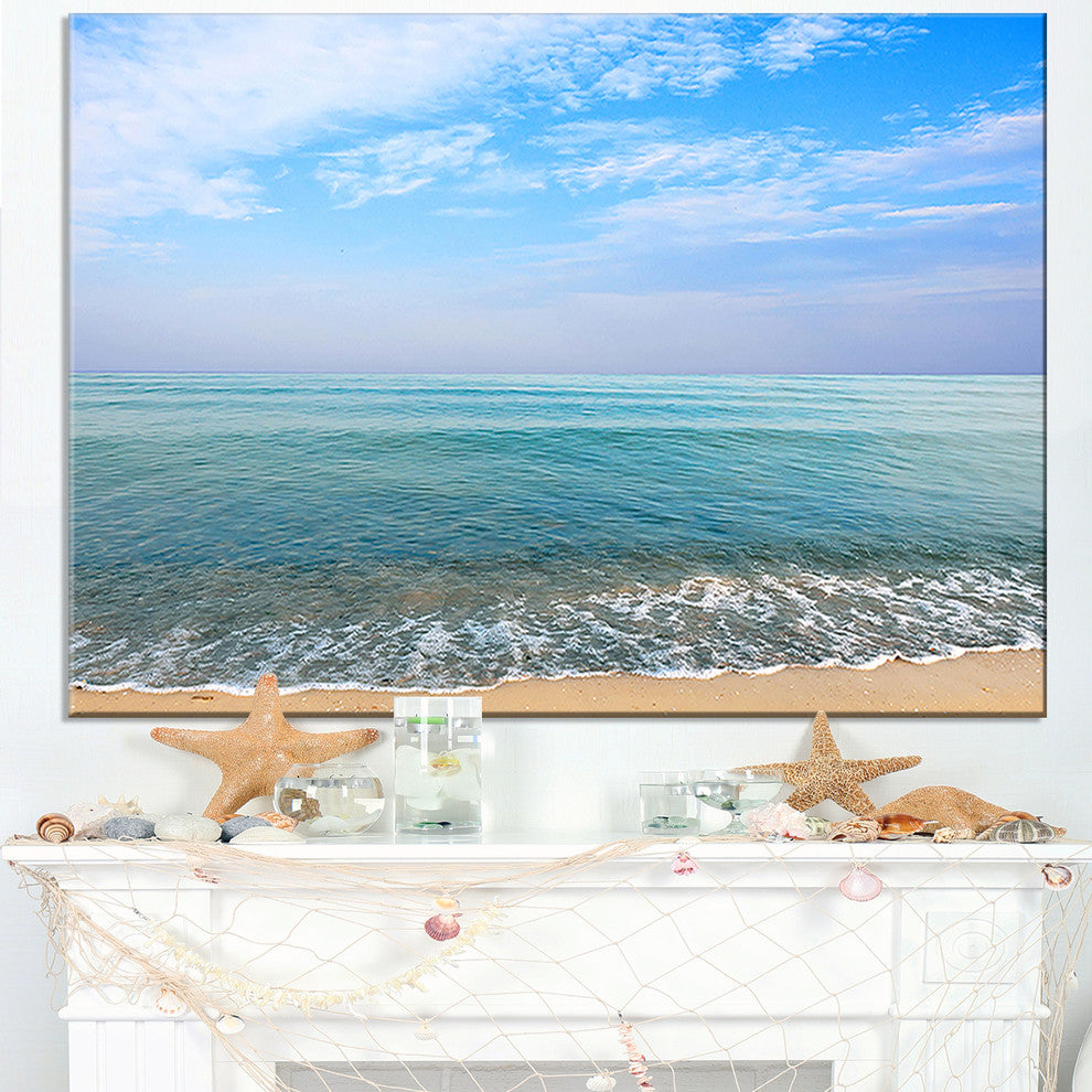 "Blue Sky Sand Sun Daylight" Seashore Canvas Print, 32"x16"