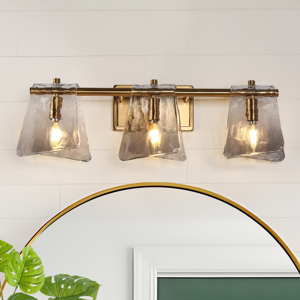 LNC Afmean 3-Light 24"W Modern Smoked-Gray Bathroom Vanity Light