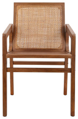 Davina Teak Dining Side Arm Chair, Java Brown