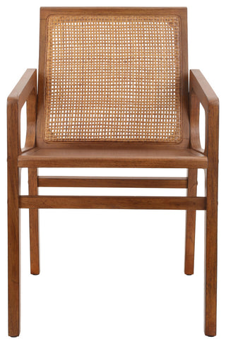 Davina Teak Dining Side Arm Chair, Java Brown