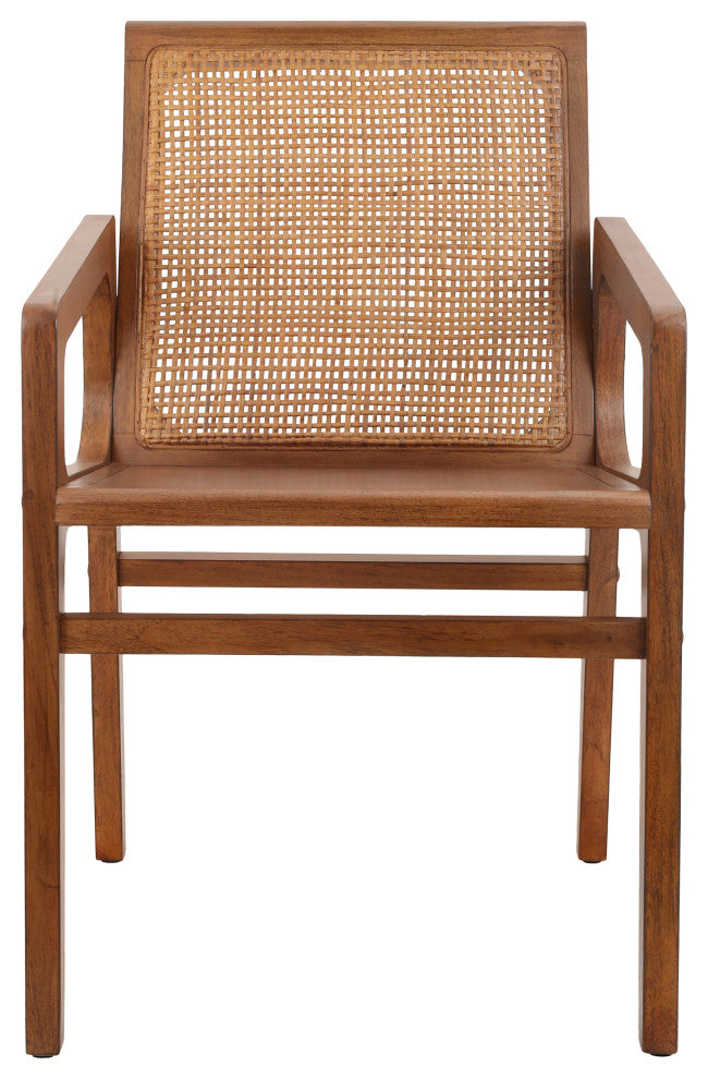 Davina Teak Dining Side Arm Chair, Java Brown
