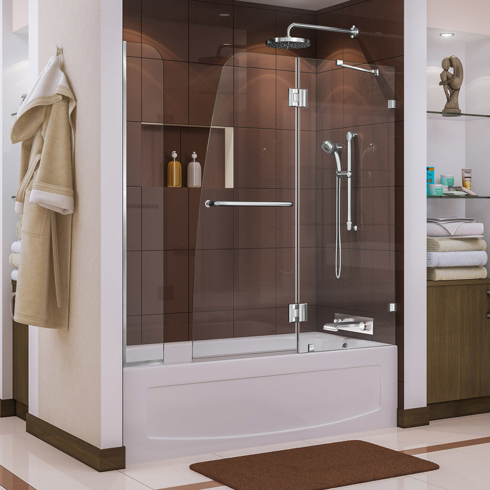 DreamLine AquaLux 56"-60"x58" Hinged Tub Door, Chrome