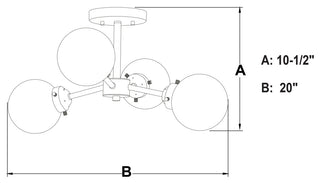 Orbit 20" Semi Flush Ceiling Light Muted Brass