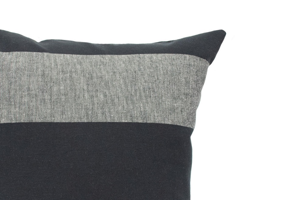 Coal Stripe Cushion Cover, 13" X 18"