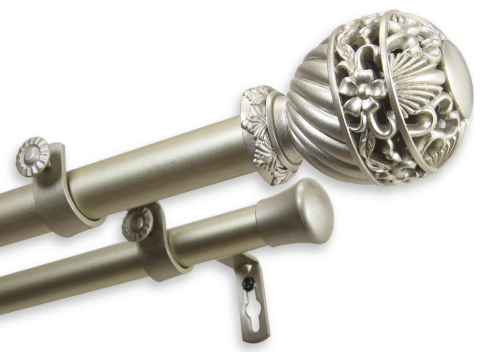 Stefan 1" Double Curtain Rod, Light Gold, 48-84"