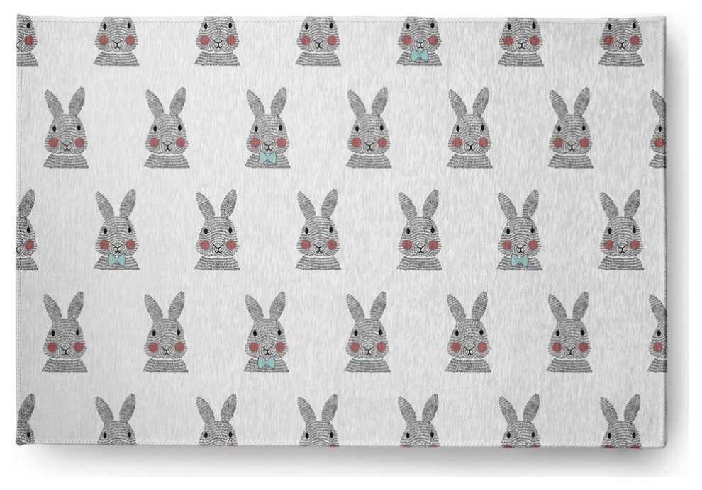 Bunny Fluffle Easter Chenille Rug, Wave Top Blue, 4'x6'