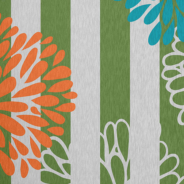 Flower Bursts Spring Chenille Rug, Green, 5'x7'