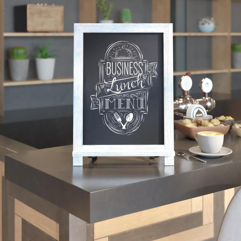 Canterbury Magnetic Chalkboard WithMetal Scrolled Legs, Hang or Countertop Board, 12" X 17" - Rustic Blue
