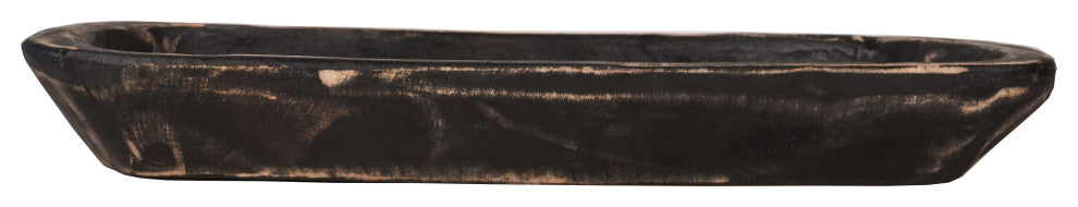 Small Rustic Baguette Dough Bowl-Farmhouse, Black