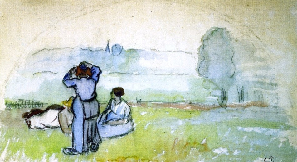 Camille Pissarro Fan Project, Gallery Wrapped Canvas Print, 15"x30"
