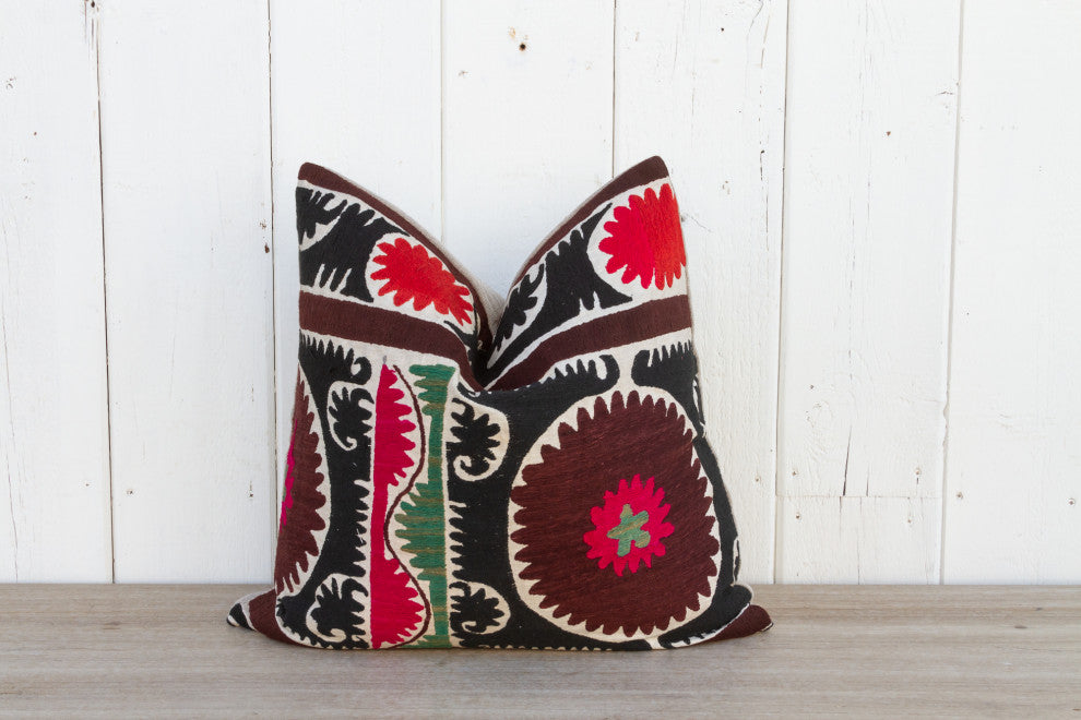 Emma Black & White Vintage Suzani Pillow