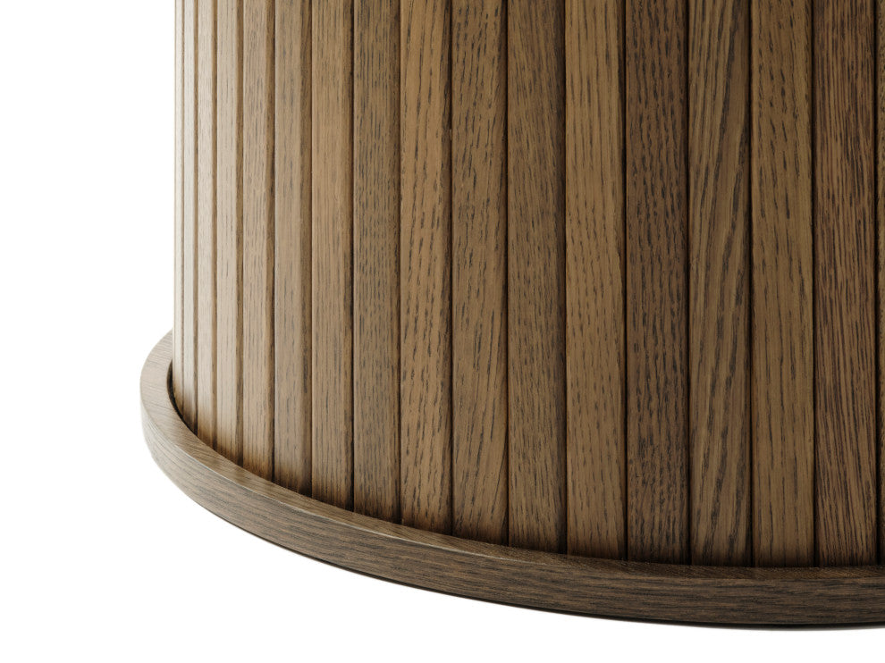 Mid-Century Modern Pedestal Dining Table, Smoked Oak, Round