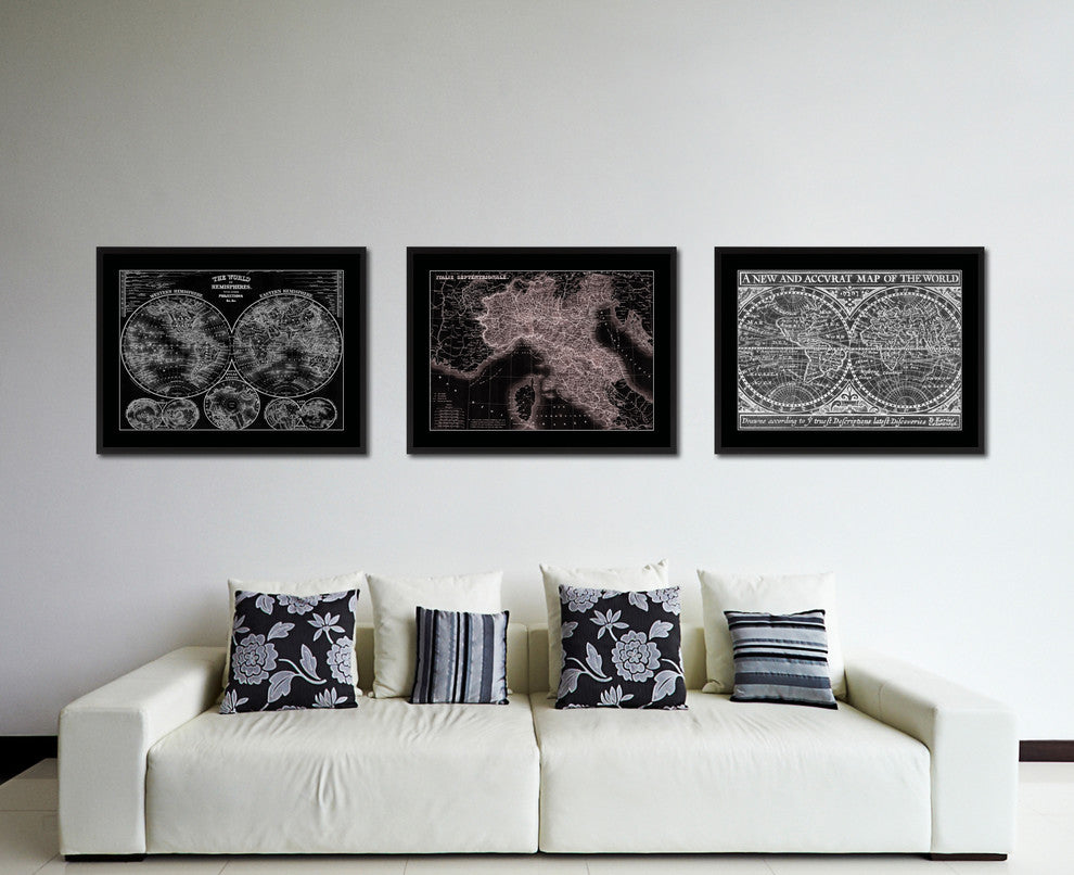 North Italy Vintage Vivid Sepia Map Canvas, 28"x37"