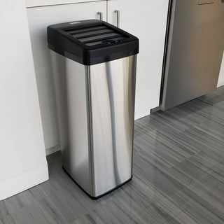 iTouchless 14 Gal Retracting Lid Sensor Trash Can + Odor Filter, Stainless Steel