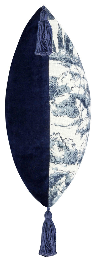 Stonework 22" Cotton Linen Blend Throw Pillow, Denim Blue