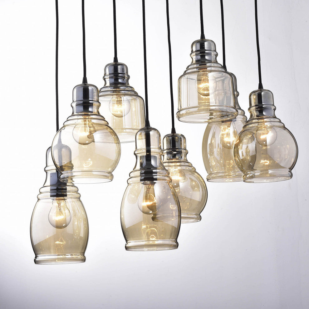 Lynn Antique Black 8-Light Glass Pendant Lights