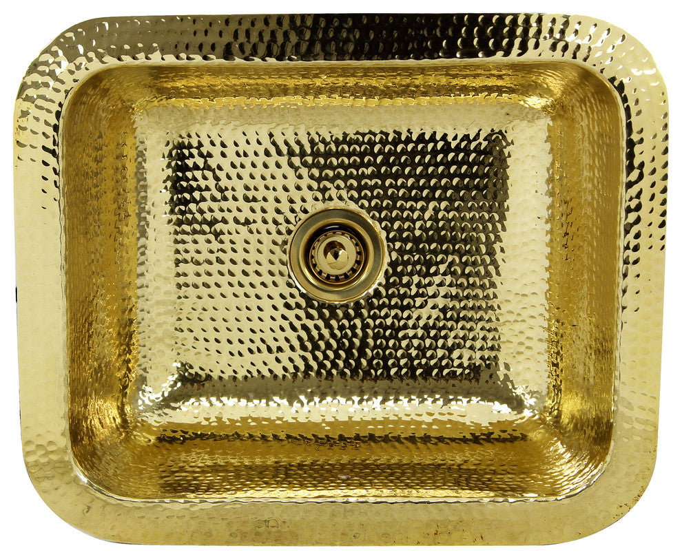 Nantucket Sinks 17.5"x14.5" Rectangle Undermount Bar Sink, Polished Brass