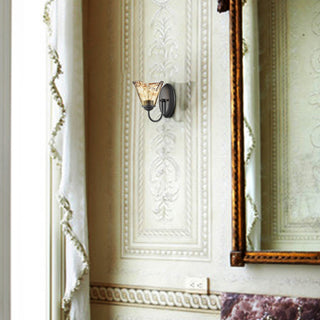 Rustic Wall Sconces Set of 2 With Amber Glow Glass
