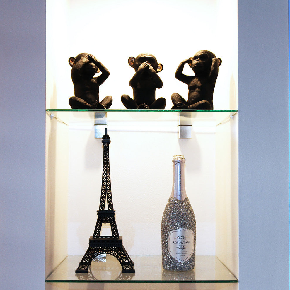 Wise Monkey Speak No Evil Statuette Resin Black Gold