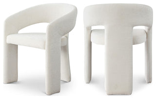 Rendition Plush Fabric Upholstered Dining Chair, Cream, Set of 2