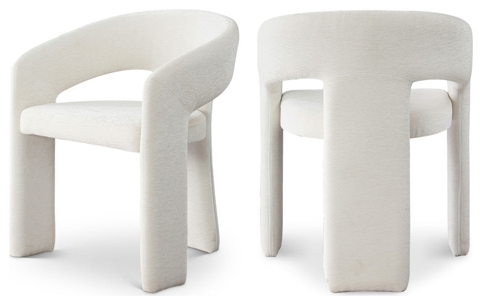 Rendition Plush Fabric Upholstered Dining Chair, Cream, Set of 2