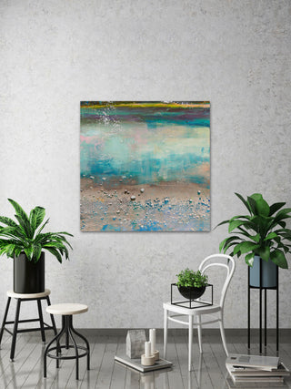 "Sand Pebbles" Painting Print on Wrapped Canvas, 32"x32"