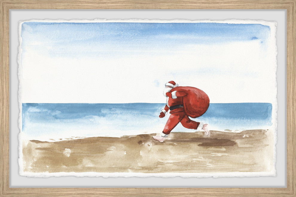 "Runaway Santa" Framed Painting Print, 45x30